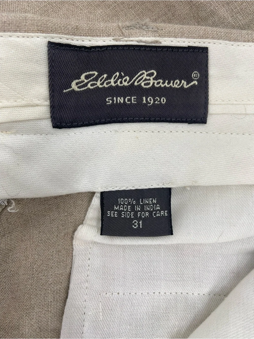 Eddie Bauer Men's Beige Linen‎ Blend Dress Pants